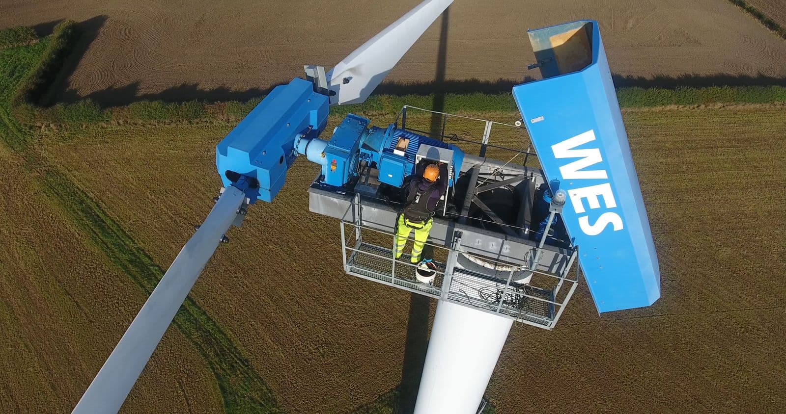 Engineer working on WES turbine